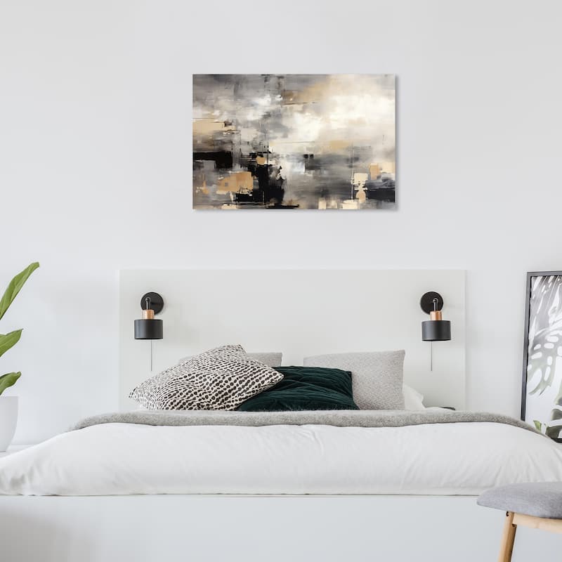 Wynwood Studio Canvas Abstract Industrial Showroom Gold and Metallic Gold Glam Wall Art Canvas Print - 36 x 24