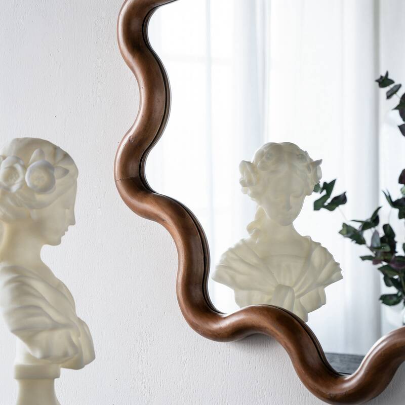 31" x 30" Wooden Accent Mirror with Unique Frame