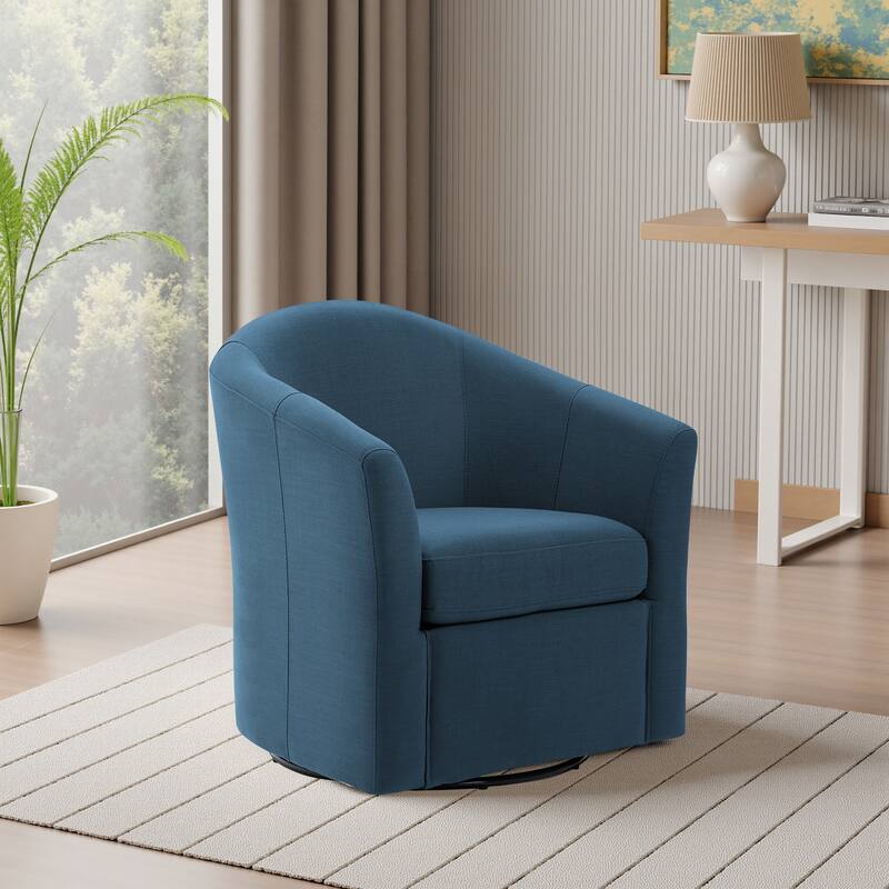 Anna Upholstered Swivel Barrel Accent Chair
