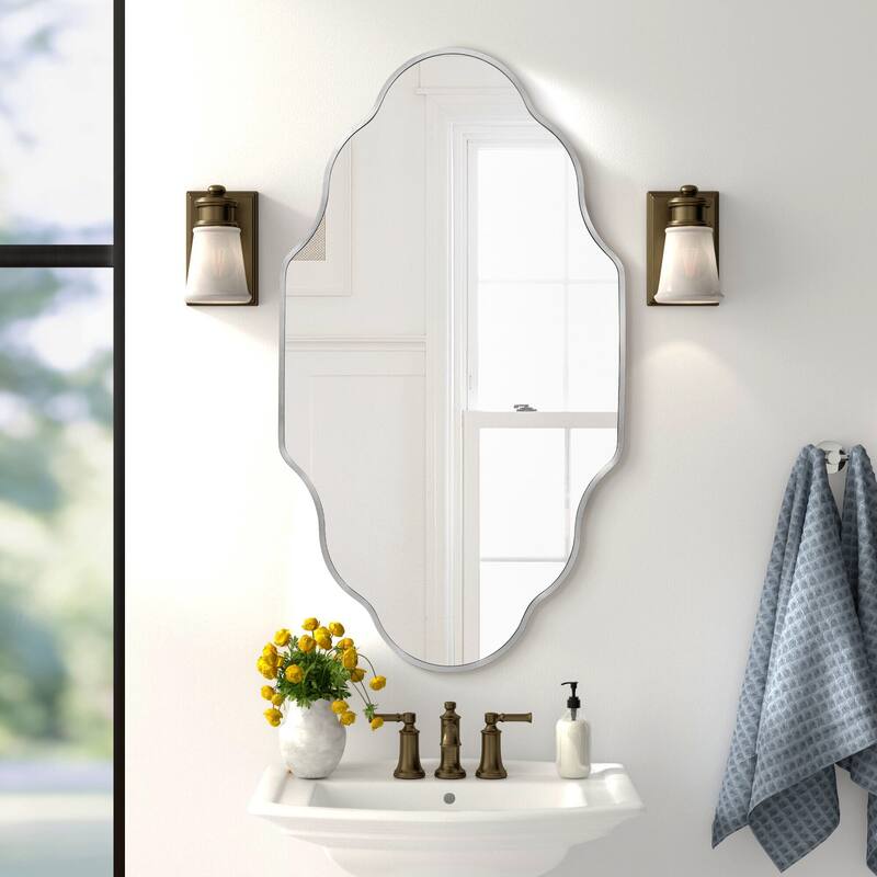 Scalloped Aluminum Alloy Framed Irregular Wall Mirror