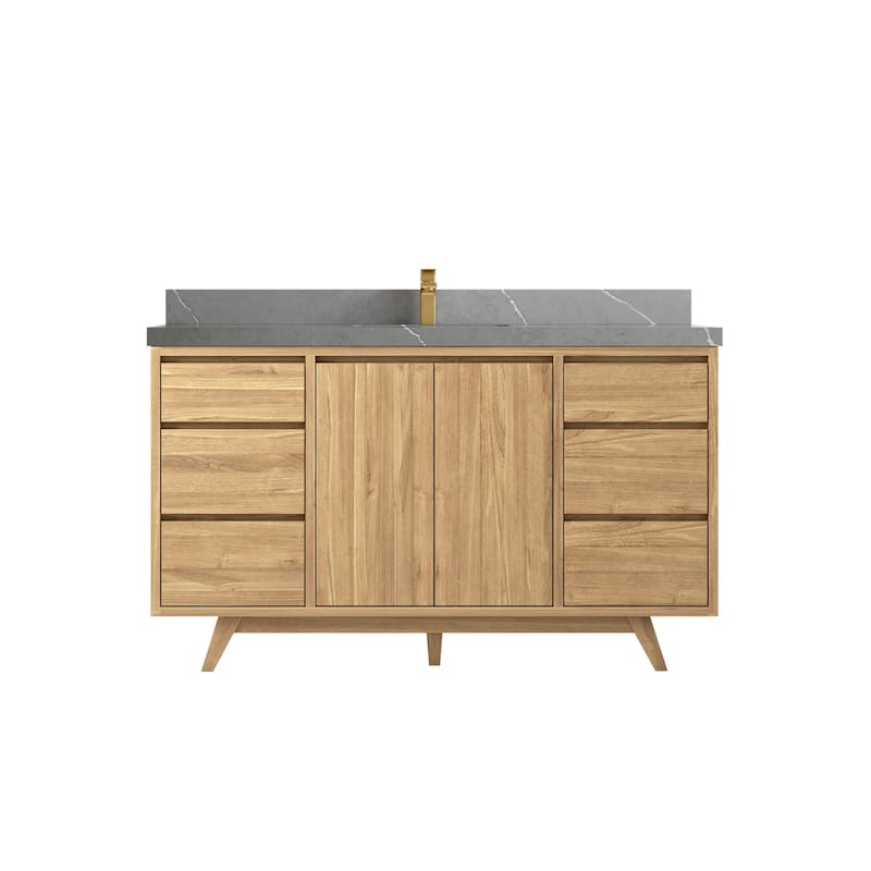 Willow Collections 60 in. W x 22 in. D Madison Teak Single Sink Bathroom Vanity with Countertop