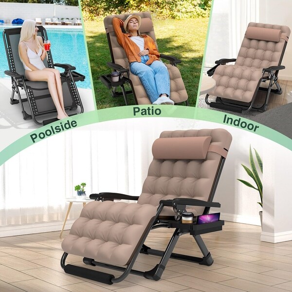 Oversized Zero Gravity Chair Lounge Chair w Removable Cushion Headrest Reclining Patio Camping Chair for Indoor Outdoor On Sale Bed Bath Beyond 40336624