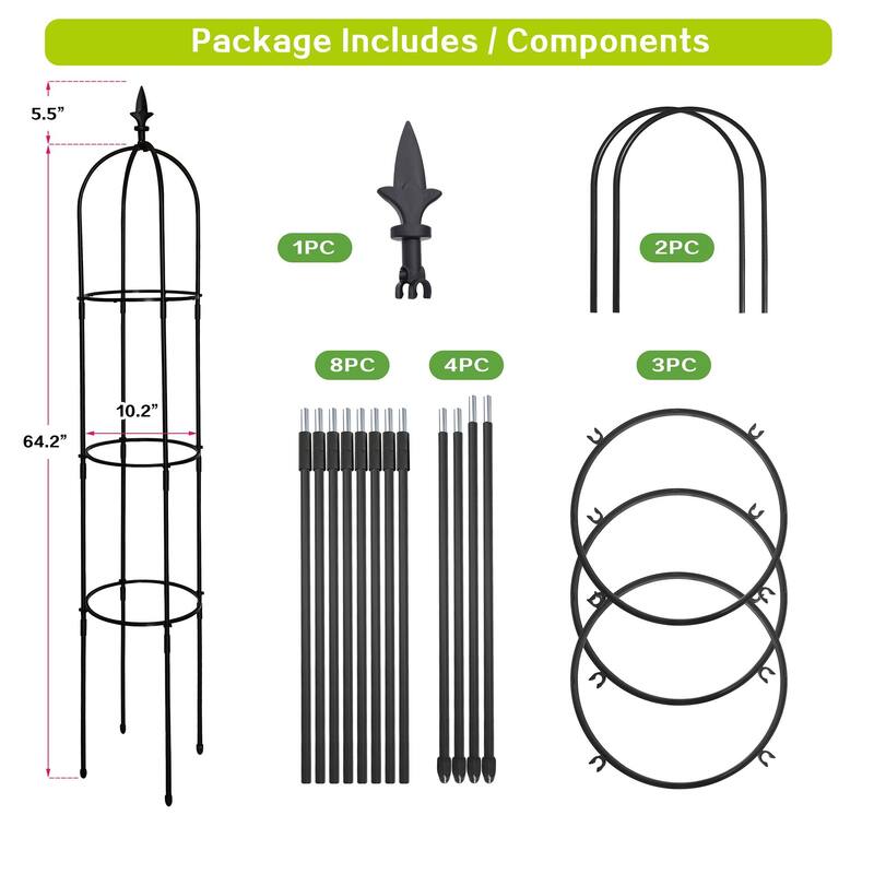 6.2ft Lightweight Rust-Proof Garden Obelisk Trellis