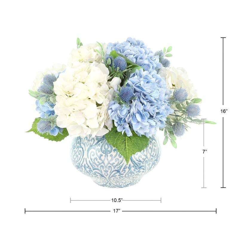 Hydrangea Centerpiece in Decorative Vase - 16