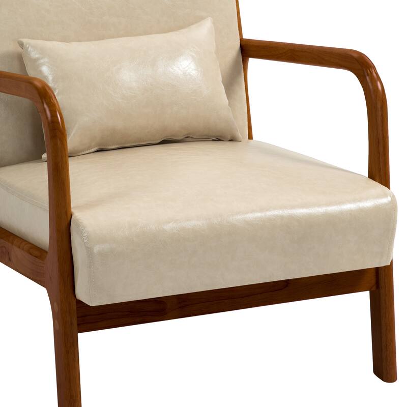 Mid Century Solid Wood Upholstered Accent Chair