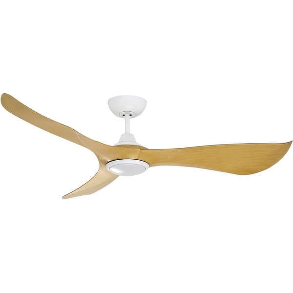 slide 2 of 8, Maxim 88755WT Keanu 56" 3 Blade Indoor / Outdoor LED Ceiling Fan Matte White / Teak
