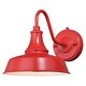 preview thumbnail 1 of 7, VAXCEL Dorado 1-Light Red and White Dusk to Dawn Sensor Farmhouse Outdoor Wall Sconce, Gooseneck Steel Shade, Dark Sky Compliant Red and White - 9-in W x 9-in H x 13.25-in D