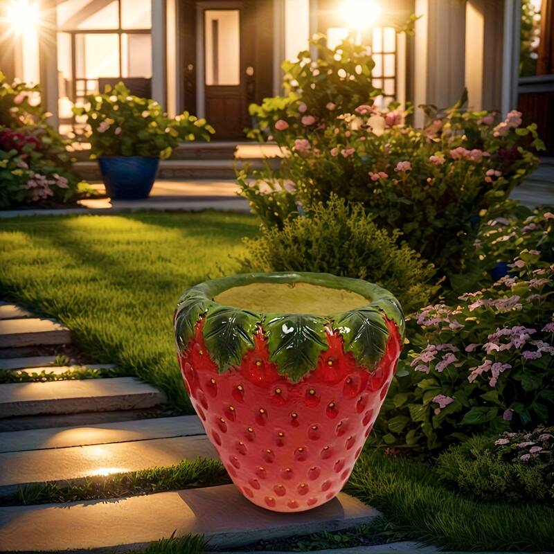 Strawberry-Shaped Planter, Fruit Design for flower herbs small greens