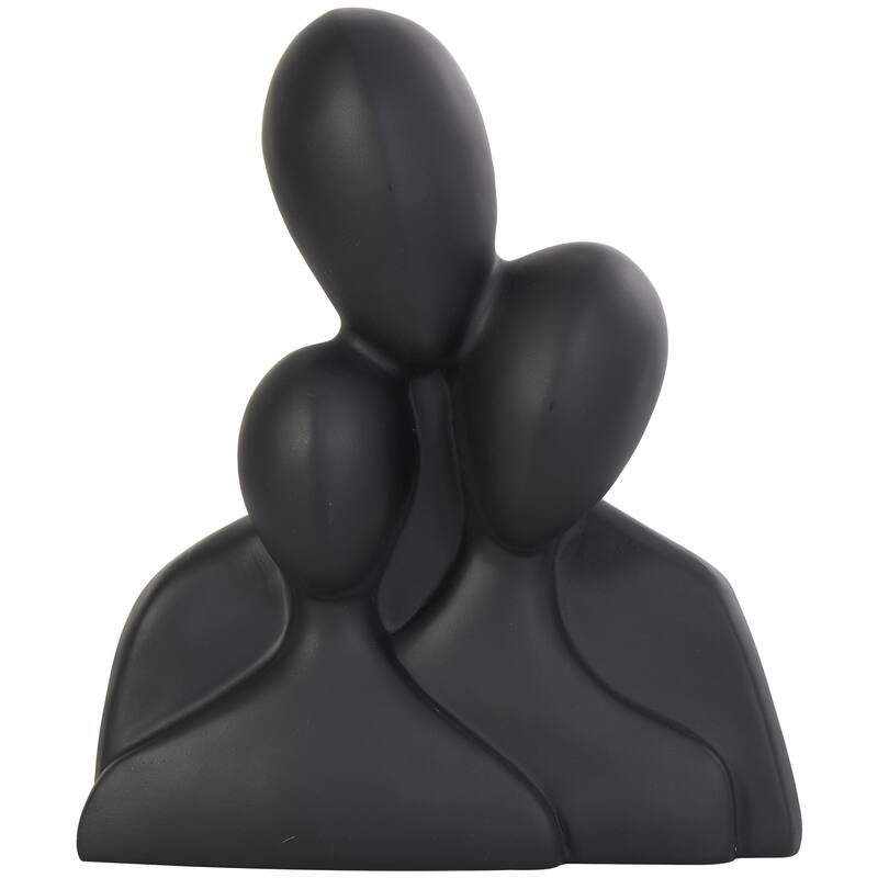 Polystone People Nesting Family 3 Head Decorative Sculpture - Black - Roche River Decor