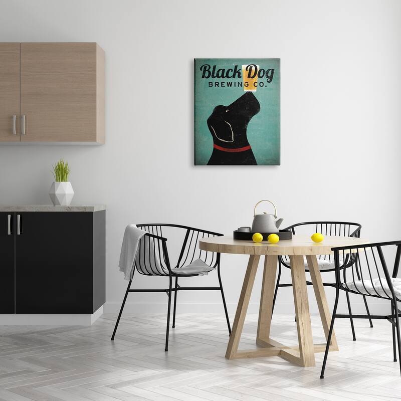 Stupell Black Dog Brewing Antique Beer Sign Stretched Canvas Wall Art, Design by Ryan Fowler