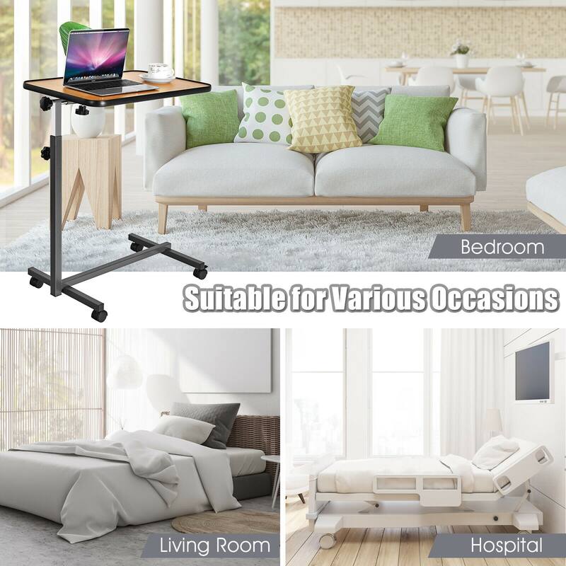 Gymax Set of 2 Overbed Rolling Table Over Bed Laptop Desk Tilting Top - See Details