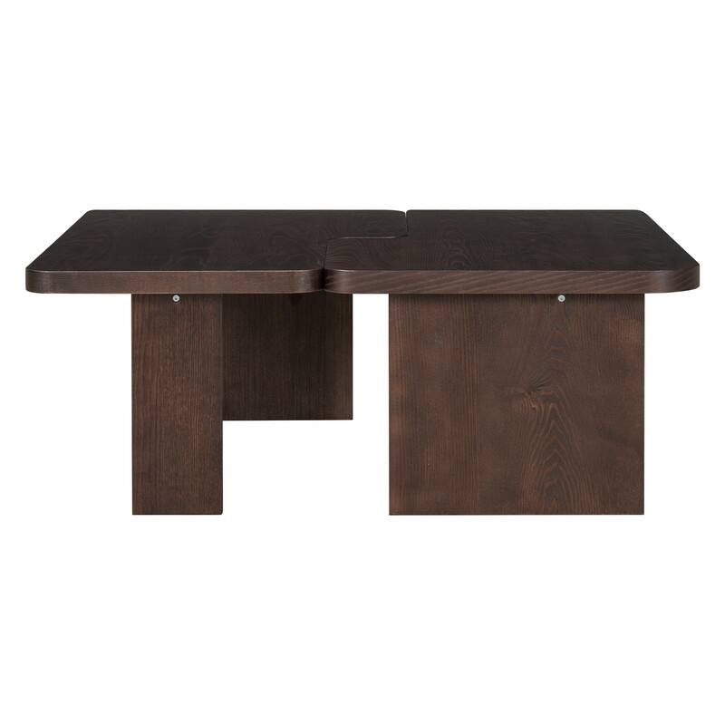 Modern Minimalist Rectangle Coffee Table with Splicing Design, Multifunctional Combination Table for Living Room