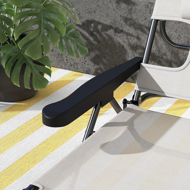Outsunny Outdoor Chaise Lounge Chair with 4-level Reclining Back, Outdoor Tanning Chair with Reading Hole