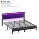 preview thumbnail 11 of 94, Farmhouse Wood Platform Bed Frame with Charged Station and LED Lights