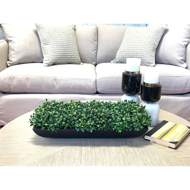 UV Rated Outdoor Boxwood Arrangement in Fiberstone Planter - Green