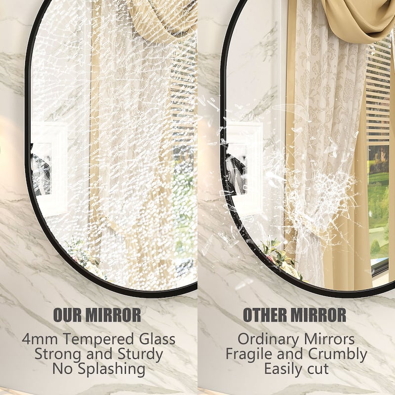 5-Year Warranty Aluminum Alloy Framed French Cleat Mounted Oval Wall Decor Bathroom Vanity Mirror