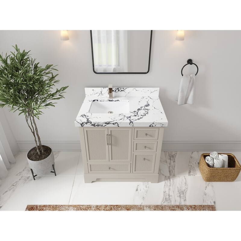 Willow Collections 36 in. W x 22 in. D Alys Left Offset Sink Bathroom Vanity with Countertop