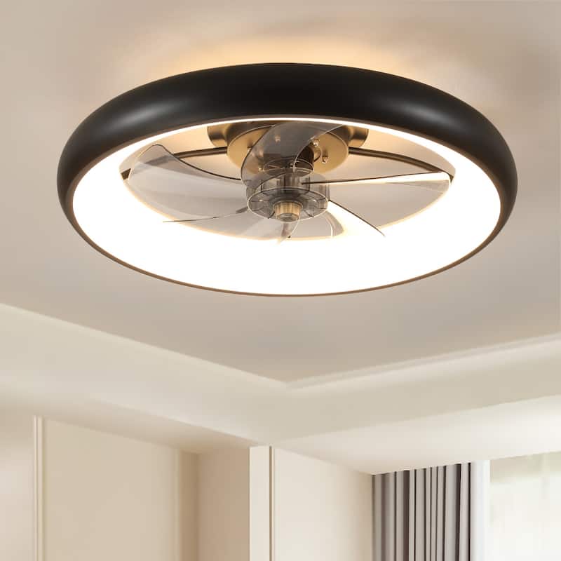 20" Dimmable LED Ceiling Fan 6 Speeds with Light and Remote Control - 21.7 - Black - Remote