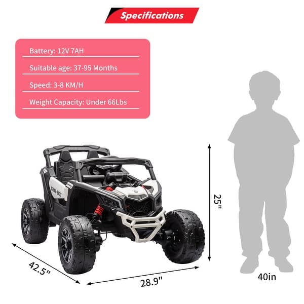 dimension image slide 0 of 5, Licensed Can-Am 12V Kids UTV Ride on Car with Remote Control 4 Wheeler Off-Road Quad
