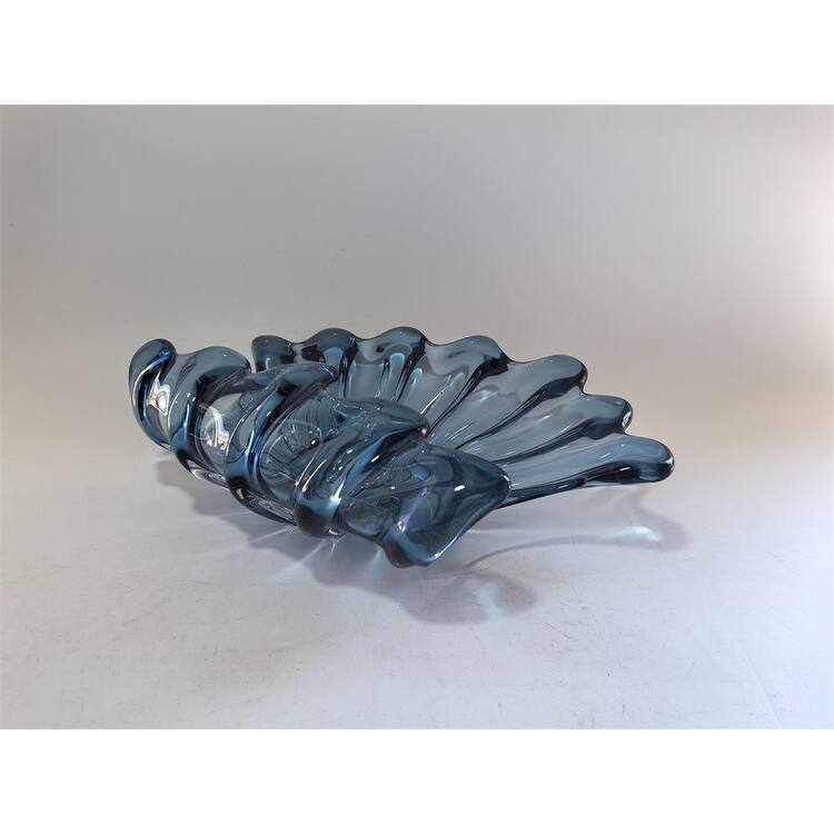 Modern Sculptural Glass Centerpiece Bowl Decorative Accent 14"x10"