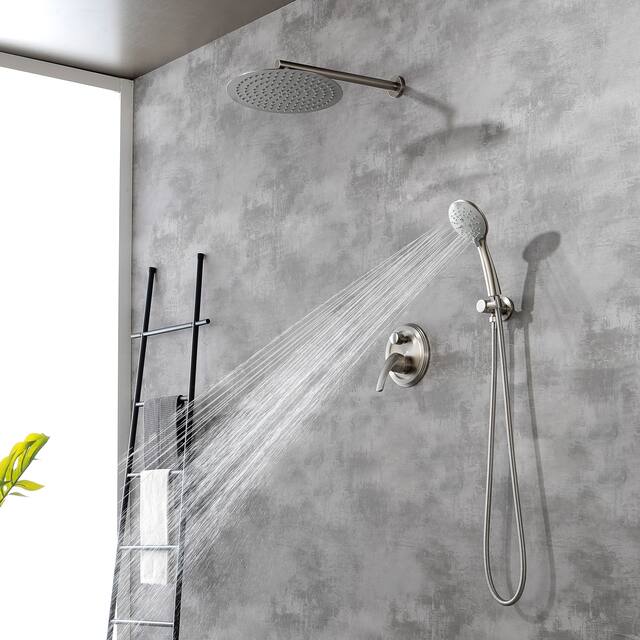 Clihome 5 Spray Patterns 12 in. Wall Mount Dual Shower Heads