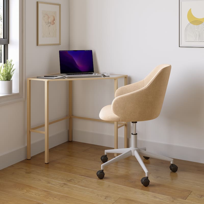 SEI Furniture Kemble Metal/Glass Corner Desk