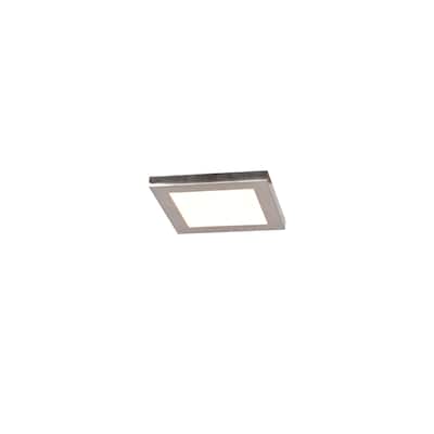 Boxer - LED Square Flush Mount - Small - Brushed Steel Finish - Acrylic Lens