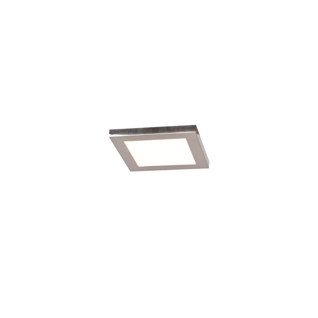 Boxer - LED Square Flush Mount - Small - Brushed Steel Finish - Acrylic Lens