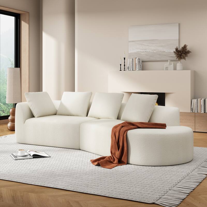 116" Curved Sectional Sofa with Chaise Lounge - High-Density Sponge Cushions, 2-Piece Set, Right-Hand Facing, Fully Assembled