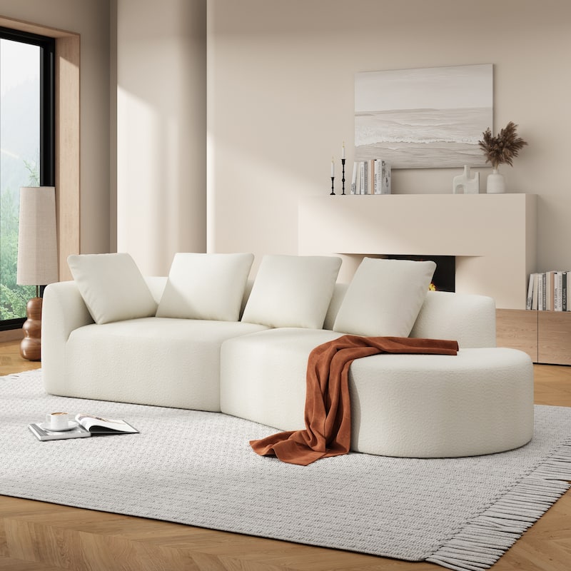 116" Pearl Curved Sectional Sofa with Chaise Lounge