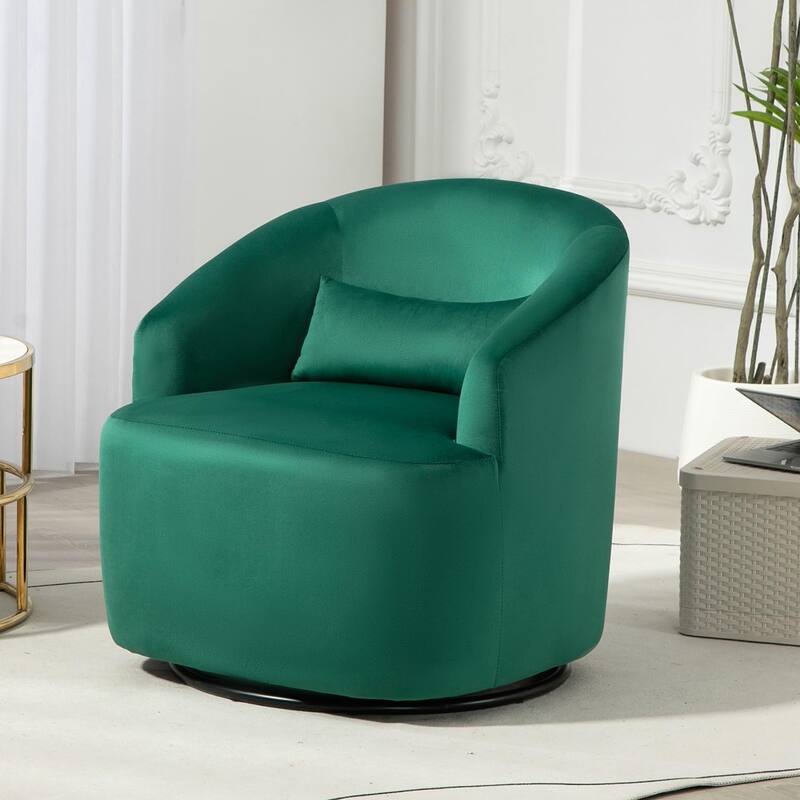Accent Chair with Barrel-shaped Design and 360 Degree Swivel Feature