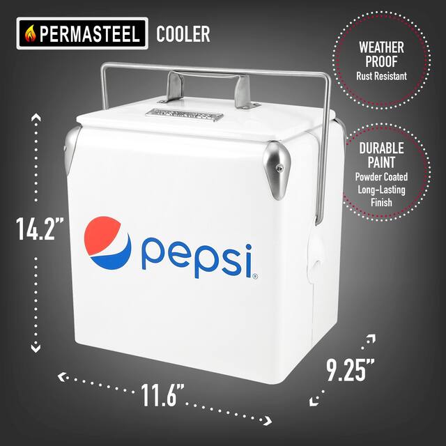Permasteel 14 Quart Portable Picnic Cooler, White