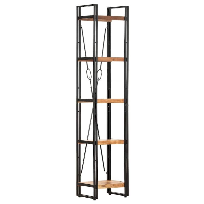 vidaXL 5-Tier Bookcase 15.7"x11.8"x70.9" Solid Acacia Wood