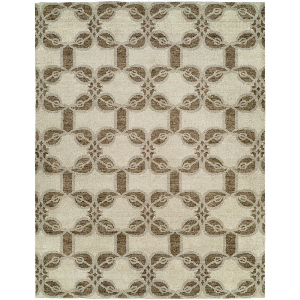 Modern white Hand-Knotted Wool & Viscose Area Rug