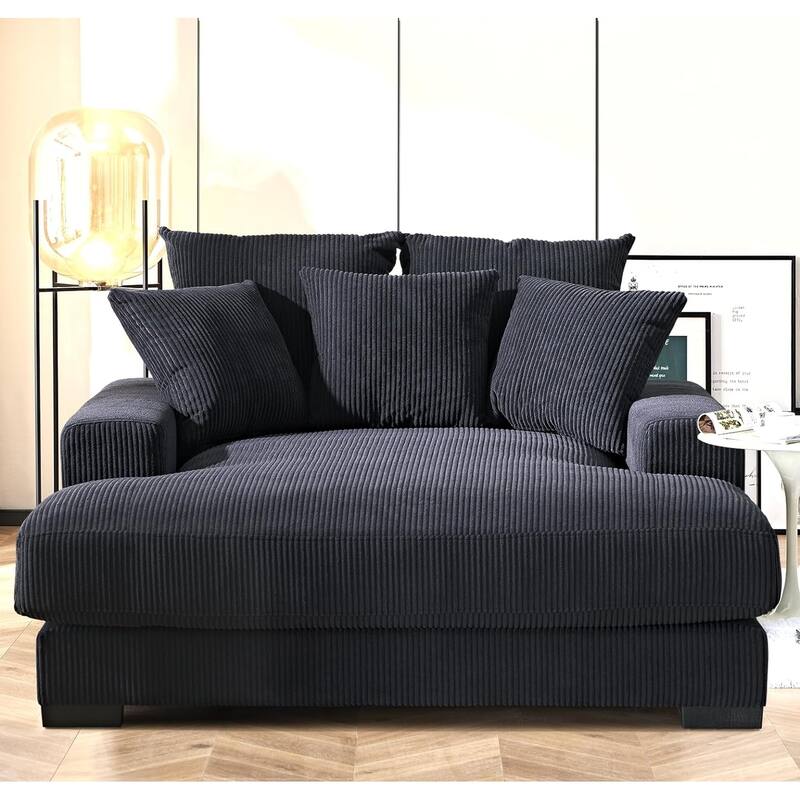 Upholstered in Soft Corduroy Fabric with Removable Cushions, Sofa for Living Room and Bedroom