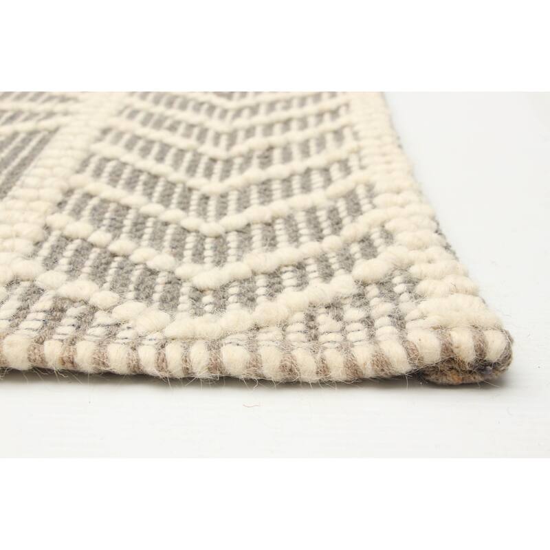 ECARPETGALLERY Braid weave Sienna Grey Wool Rug - 6'0 x 9'1