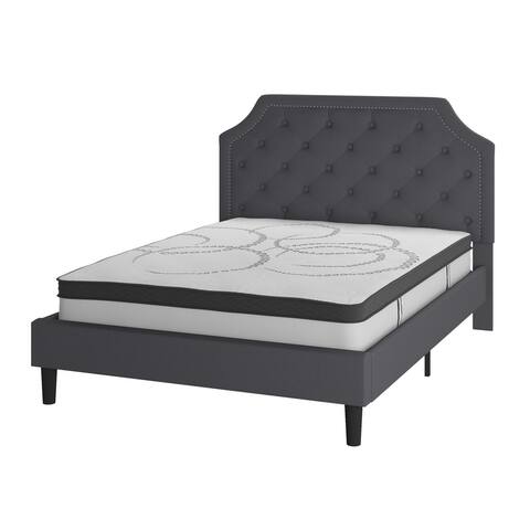 Brighton Queen Size Tufted Upholstered Platform Bed in Dark Gray