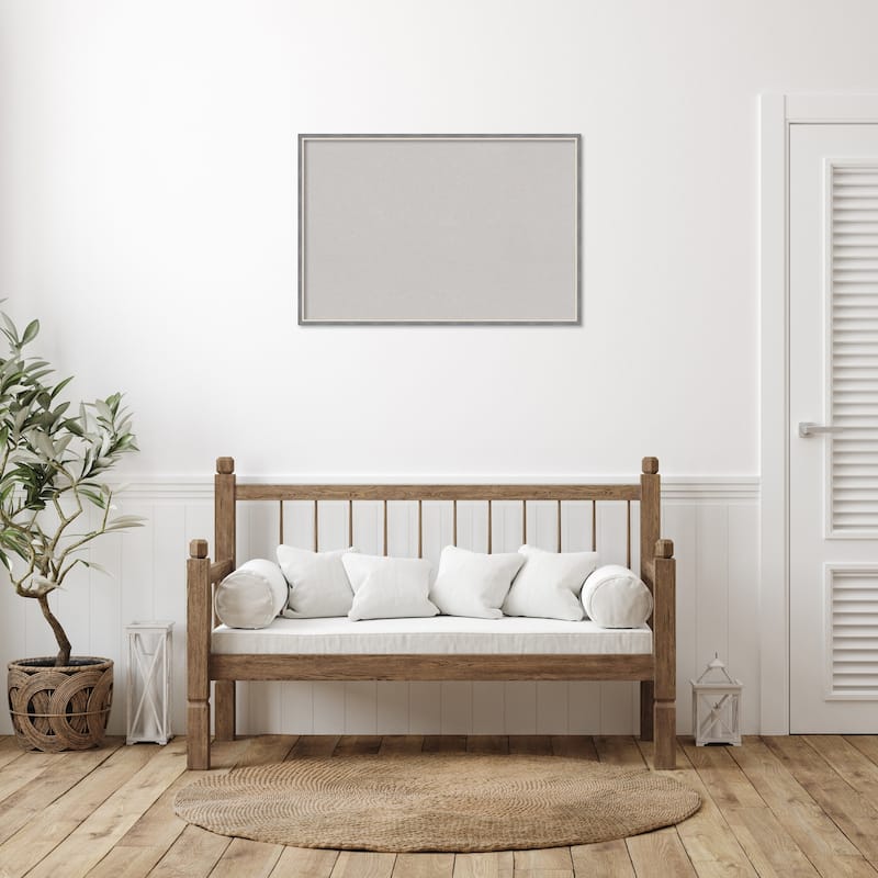 Theo Narrow Wood Framed Grey Corkboard Bulletin Board