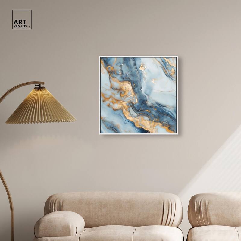 Golden Cloud Marble Canvas by Art Remedy