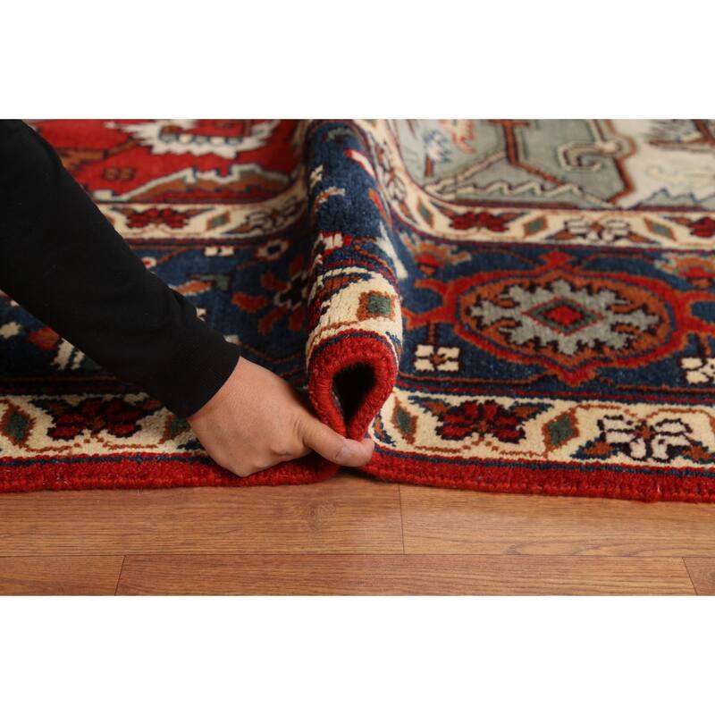 Geometric Red Heriz Serapi Oriental Area Rug Handmade Wool Carpet - 8'10"x 12'0"