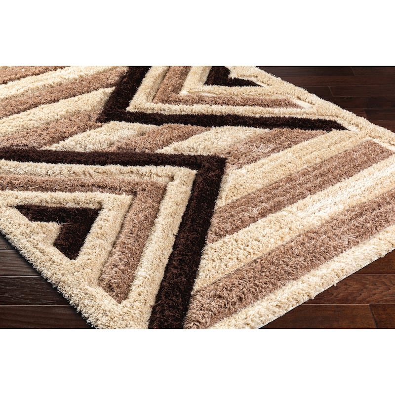 Livabliss Bologna Geometric Stripes Plush Area Rug