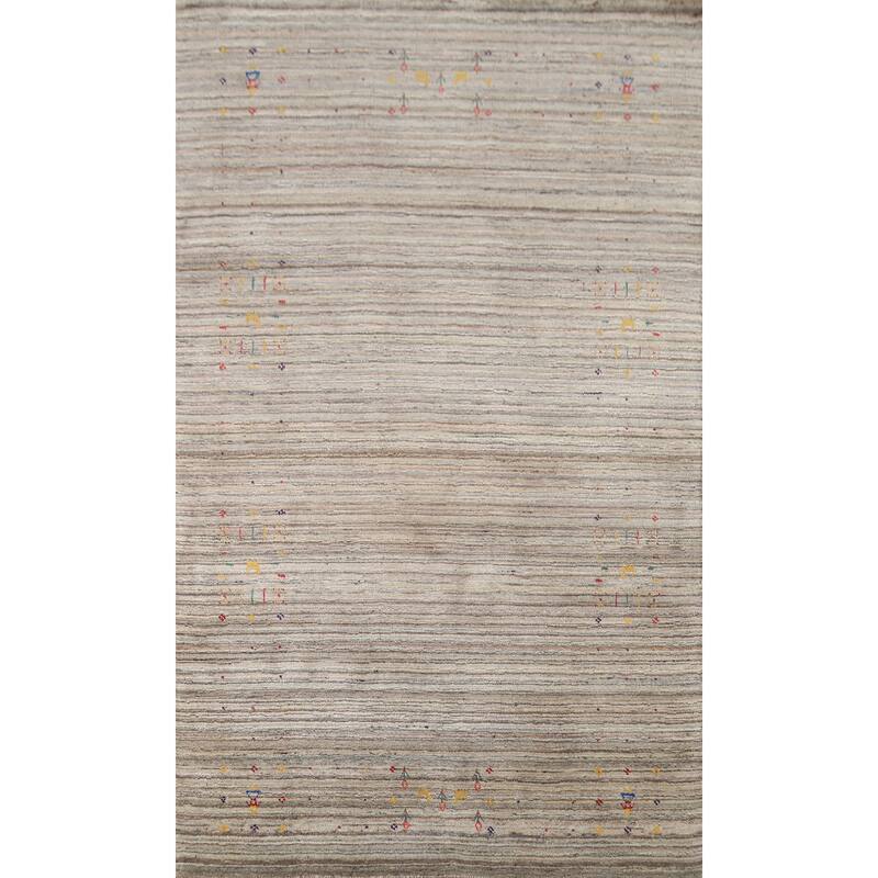 Striped Tribal Gabbeh Oriental Area Rug Handmade Wool Carpet - 4'11"x 7'11"