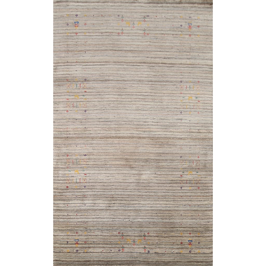 Striped Tribal Gabbeh Oriental Area Rug Handmade Wool Carpet - 4'11"x 7'11"
