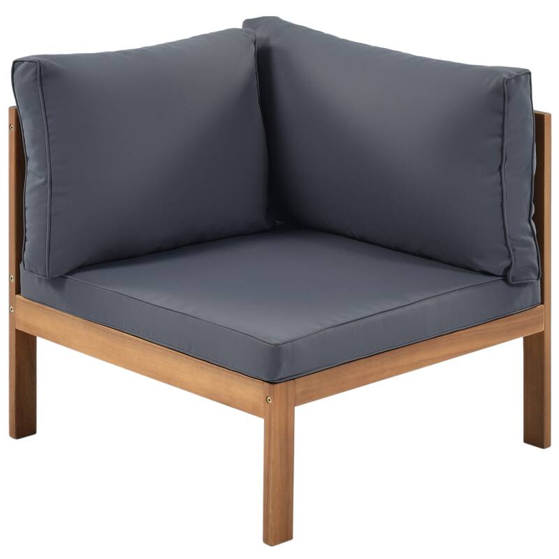 4 Piece Outdoor Patio Furniture Set, Patio Sectional Conversation Set with Coffee Table, Two-Person Sofa and Corner Sofa