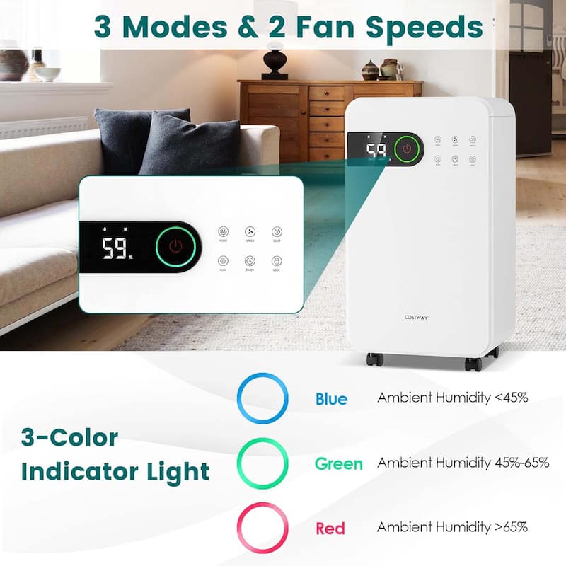 2500 Sq. Ft Dehumidifiers Portable 32 Pint Air Dehumidifier for Home