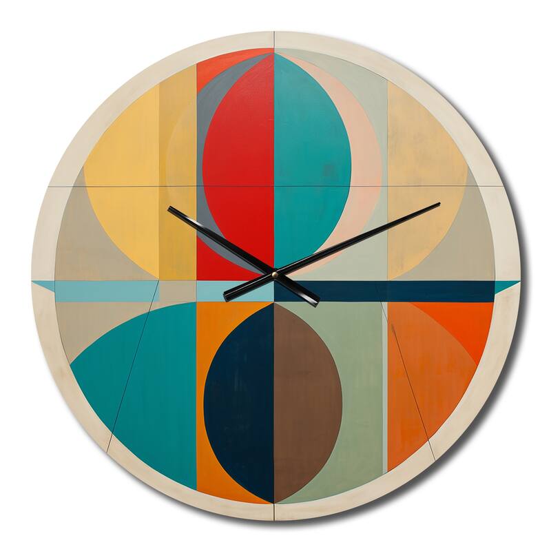 Designart "Serendipity Retro Abstract Midcentury Geometrics I" Modern Midcentury Oversized Wall Clock