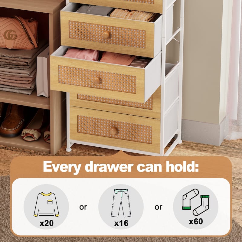 Slim Tall Vertical 7-Drawer Chest Dresser Closet Storage Organizer Unit for Bedroom