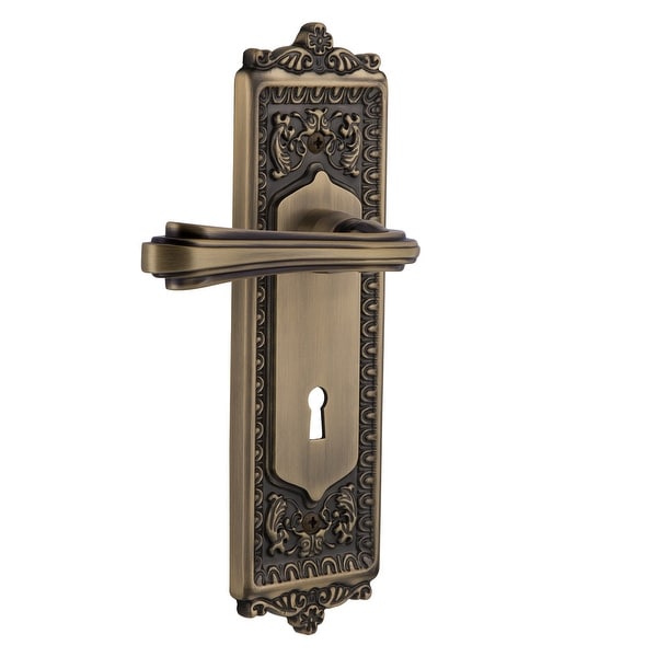 Nostalgic Warehouse EADFLR_SD_KH_LH Fleur Left Handed Non-Turning One-Sided Door Lever with Egg & Dart Rose and Decorative