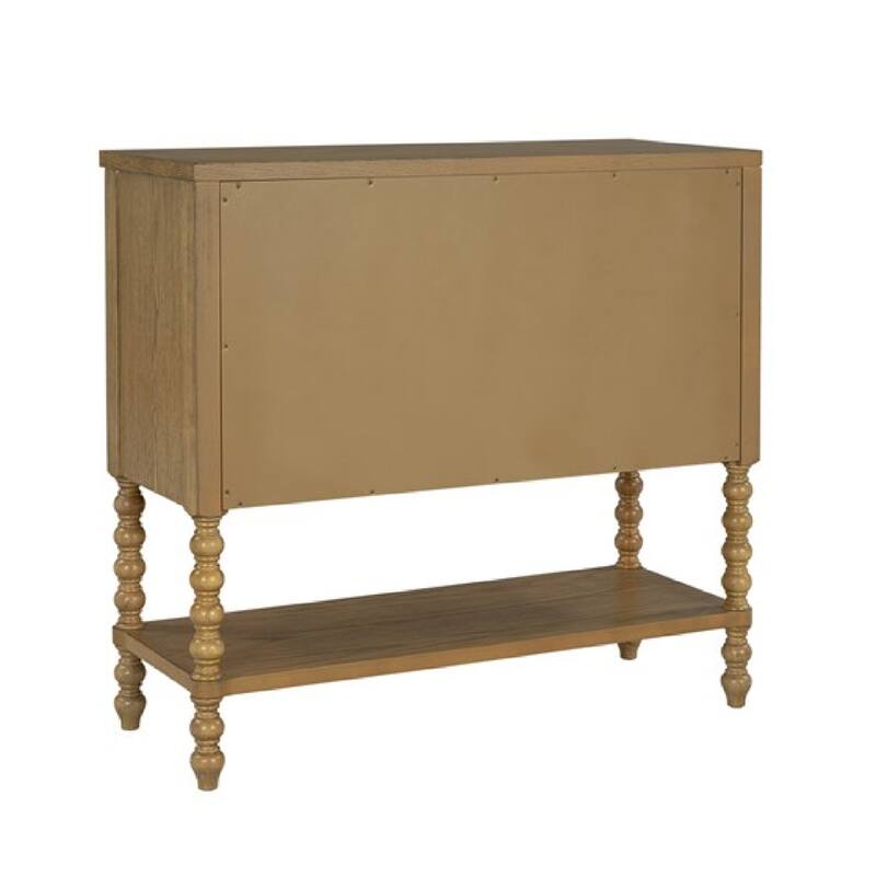 Roomfitters Traditional Wood Accent Chest, 2-Drawer Entryway Console Table with Storage and Open Shelf, Natural