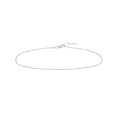 Curata 14k White or Yellow Gold 10" 0.95 Cable 3 Station Oval Bead Station Anklet Ankle Bracelet